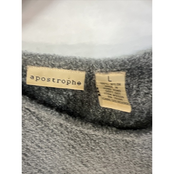 Apostrophe Shirt Womens Large Gray V Neck Long Sleeve Sweater - Picture 2 of 3